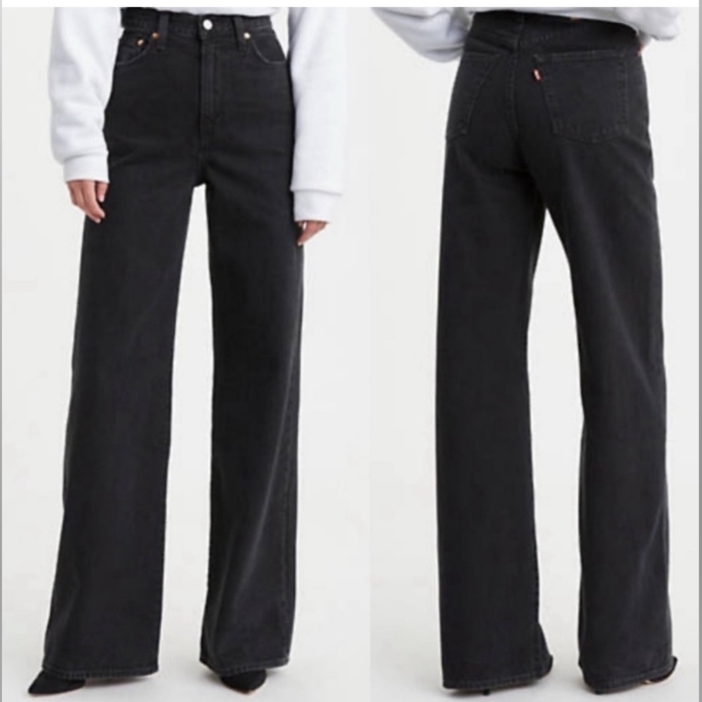 Levi’s Ribcage Wide Leg Black Jeans NEW NWOT 27 High Rise Petite See Description